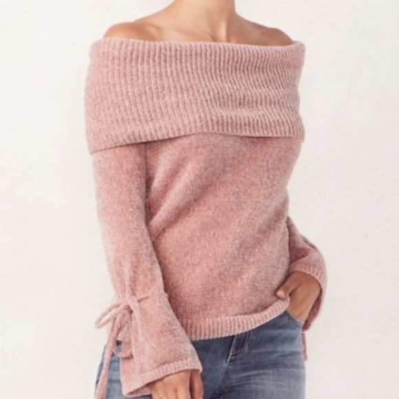 LC Lauren Conrad Sweaters - Lauren Conrad Pink Chenille Cowl Neck Sweater Nwot